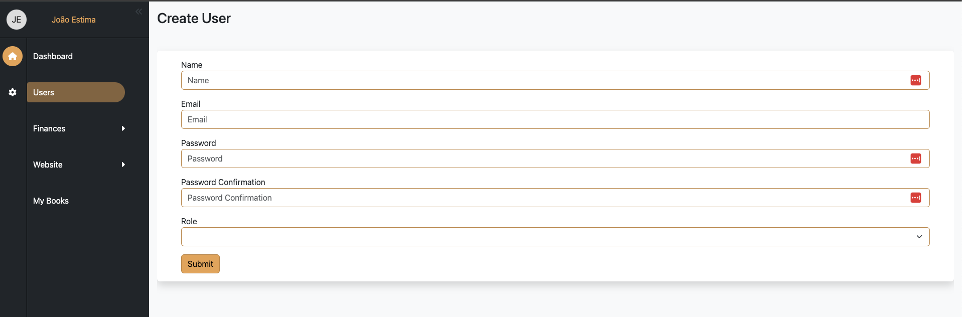 Admin Platform - User Create