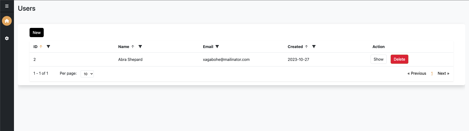 Admin Platform - User List